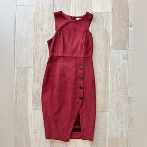Hot Burgundy Suede Sleeveless Dress